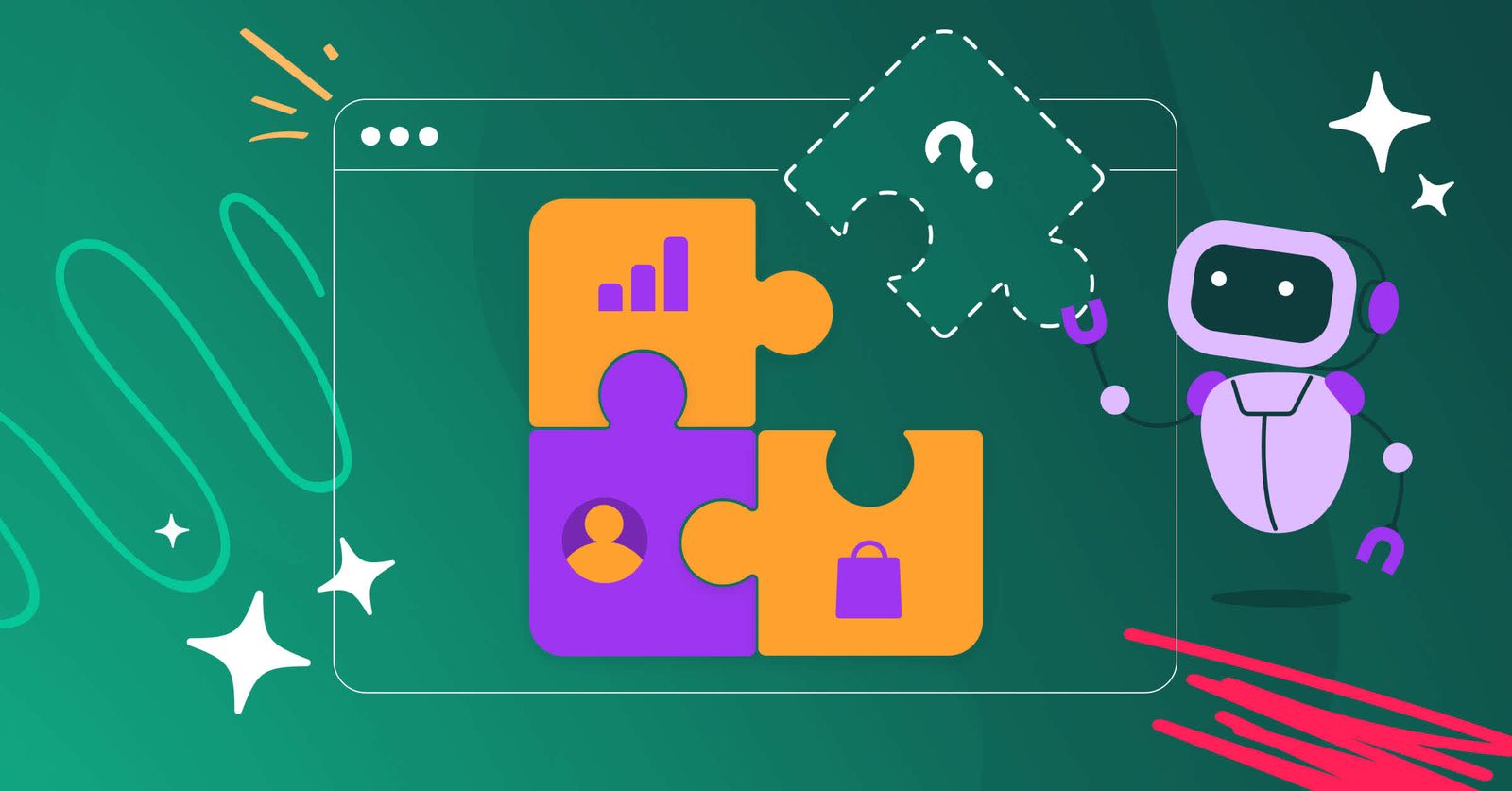 Illustrated graphic showing an AI system working from incomplete behavioral data inputs