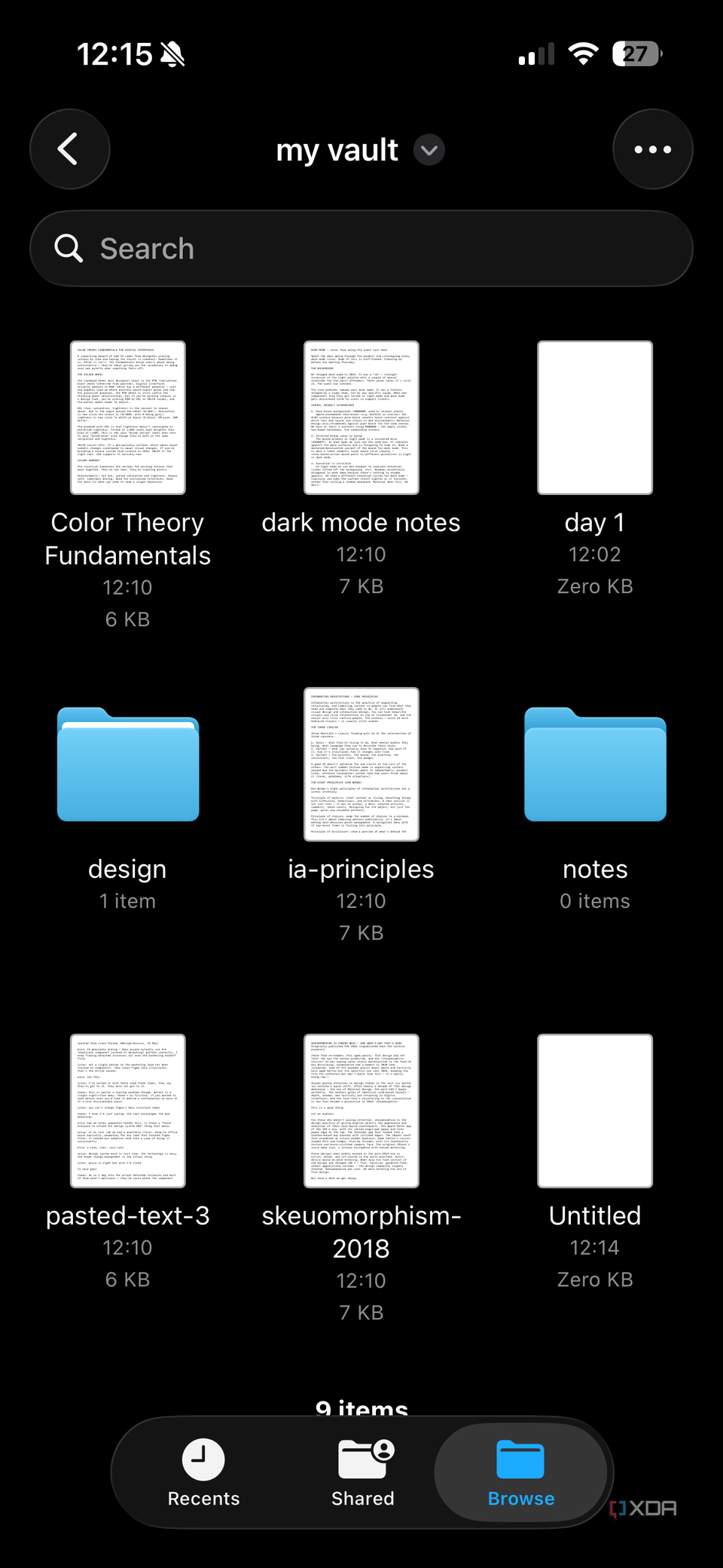 Vault in files app on ios